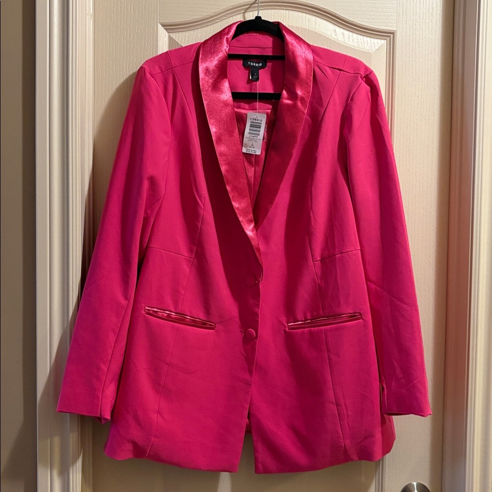 torrid Hot Pink Satin-Trim Blazer